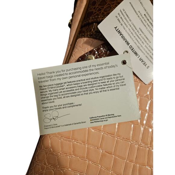 NEW Samantha Brown 4 Piece Roller Suitcase Faux Croc Nude Camel Pink Bag - Picture 10 of 10